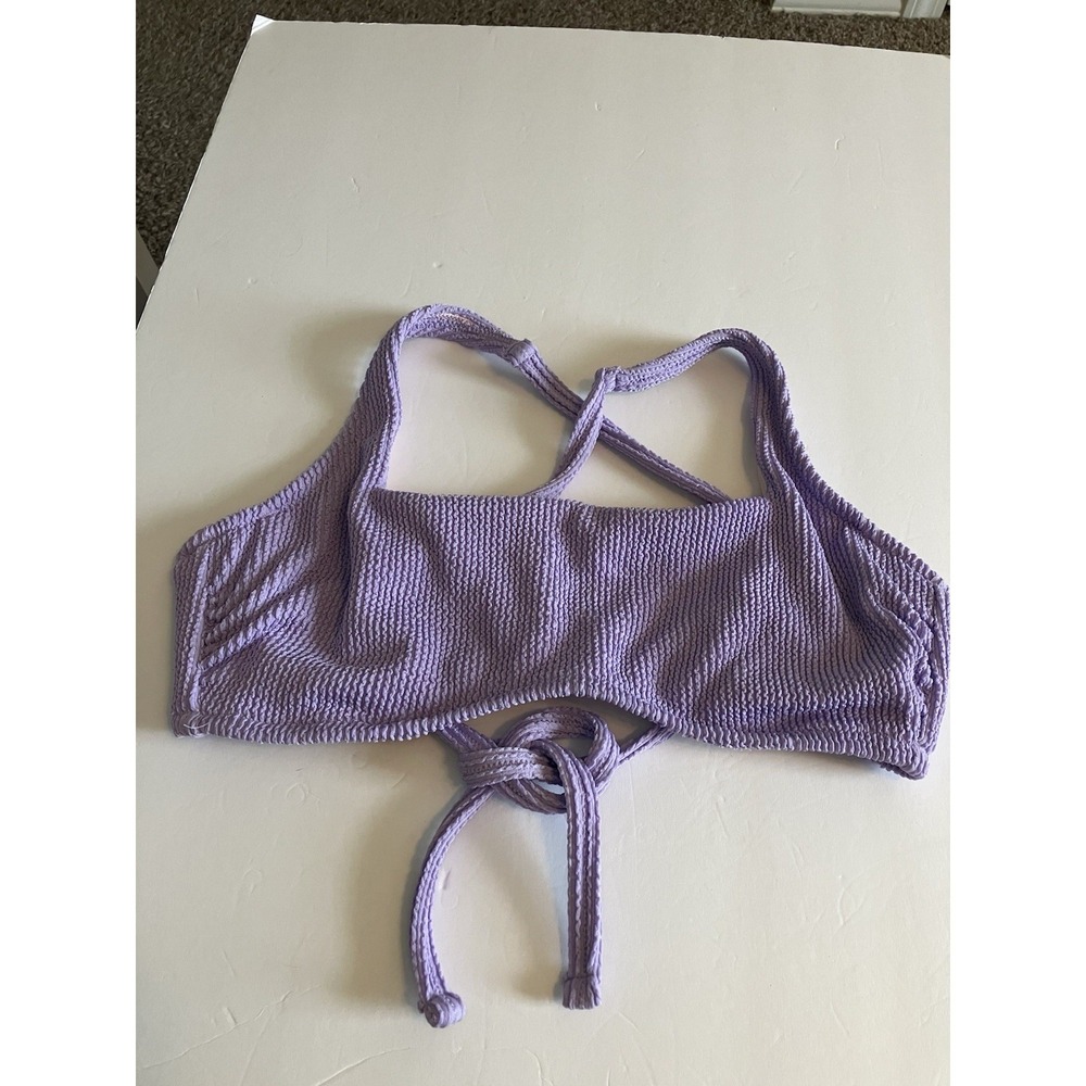 Shade & Shore Womens 34D Underwire Purple Textured Swimsuit Bikini Top C646